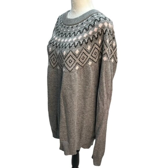 𝅺stormpack Sunice Cotton Blend Fair Isle Grey Sweater Size XXL - Picture 4 of 10